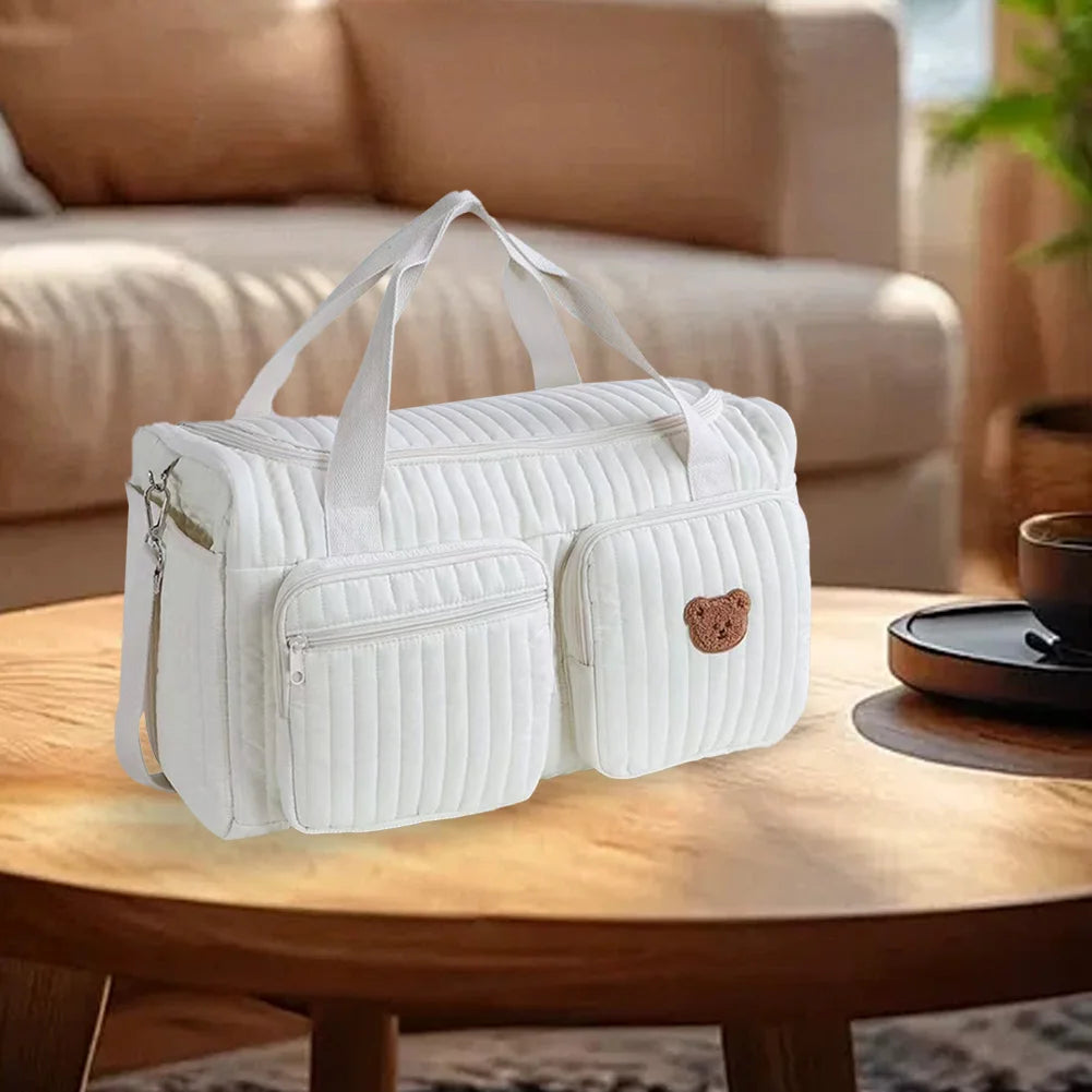 Quilted Baby Diaper Bag Large Capacity Weekender Travel Bag For Hospital