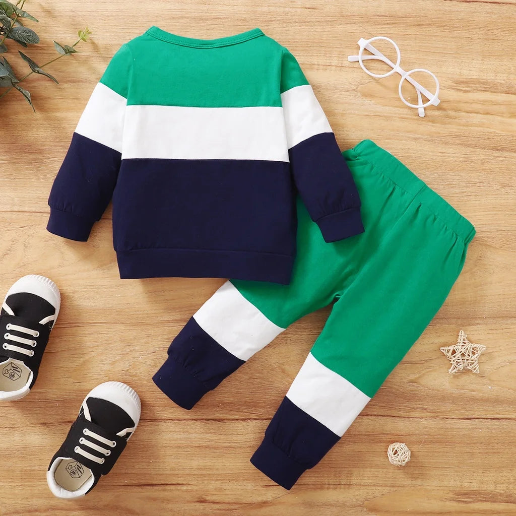 Unisex Newborn To 2 Years 2-Piece Knit Cotton Long Sleeve Tee And Pants Set