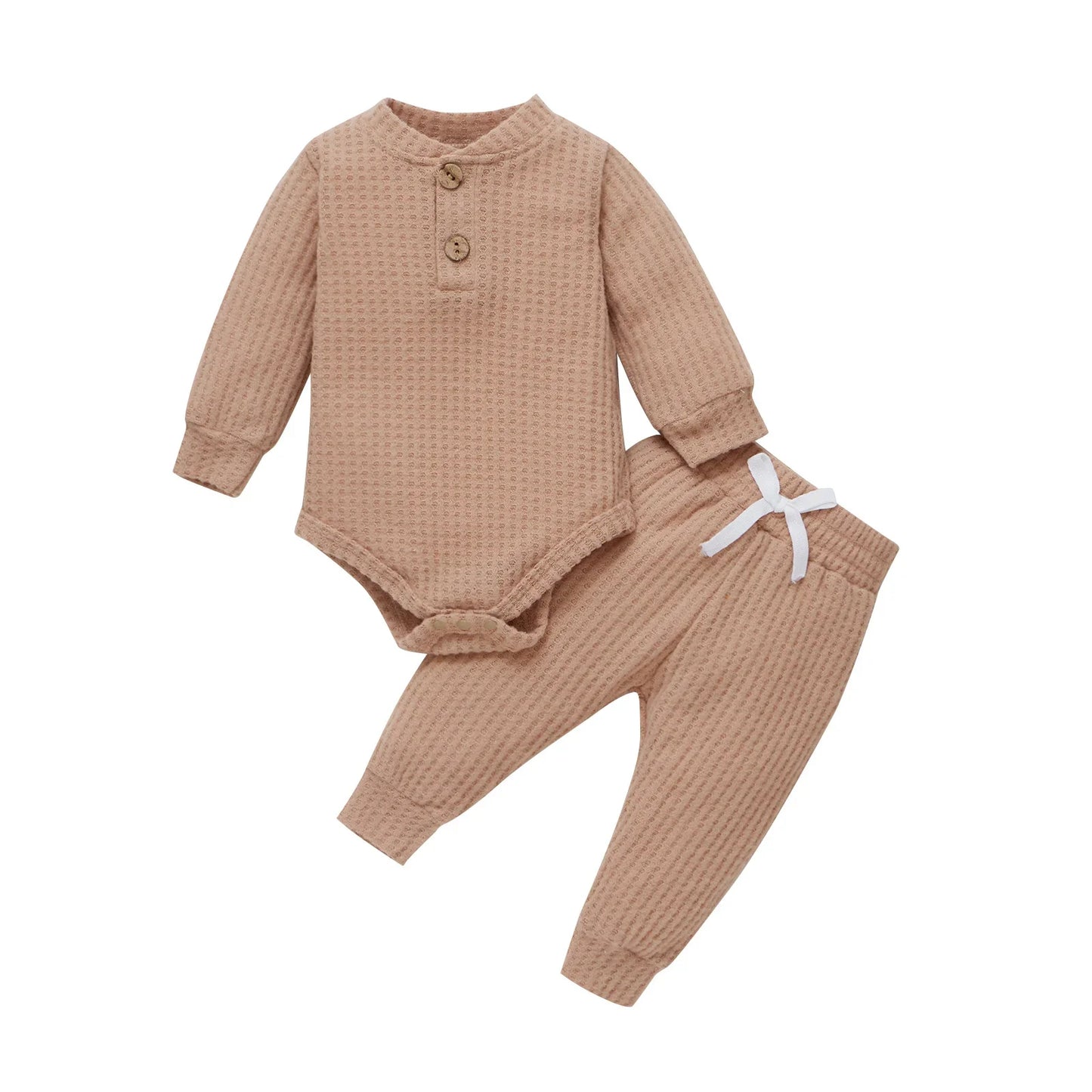 Unisex Newborn 2 Piece Long Sleeve Bodysuit And Elastic Pants Set Spring Autumn