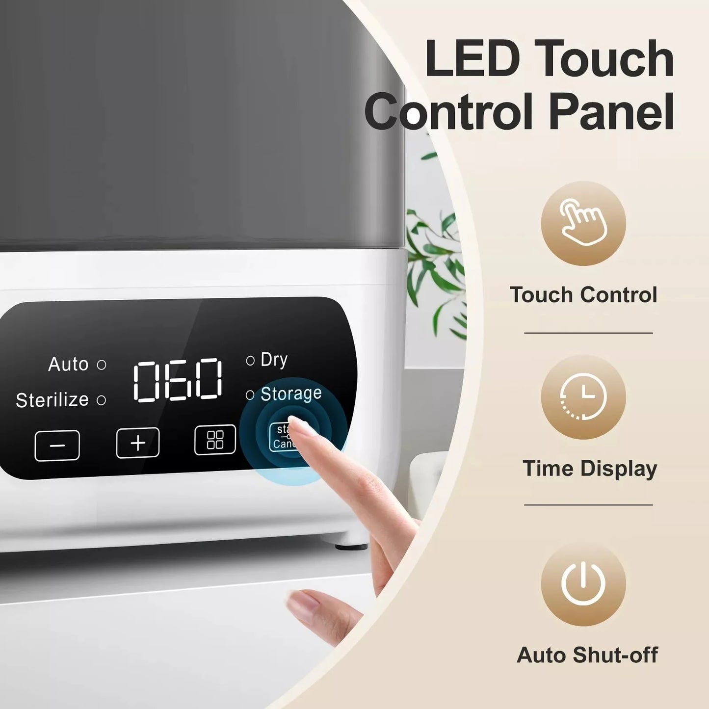 Tieasy 4 in 1 Electric LED Touch Screen Multi Function Gray Baby Bottle Sterilizer Dryer BBS001