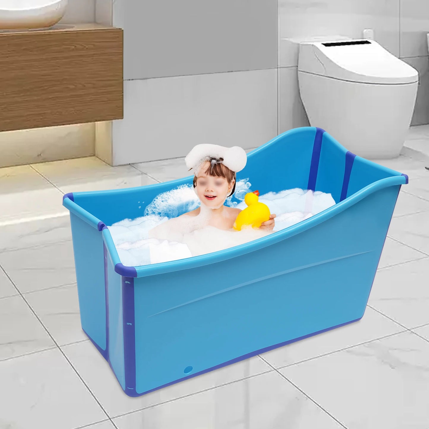 Foldable Soaking Tub With Drainage System For Adults Indoor Outdoor Use