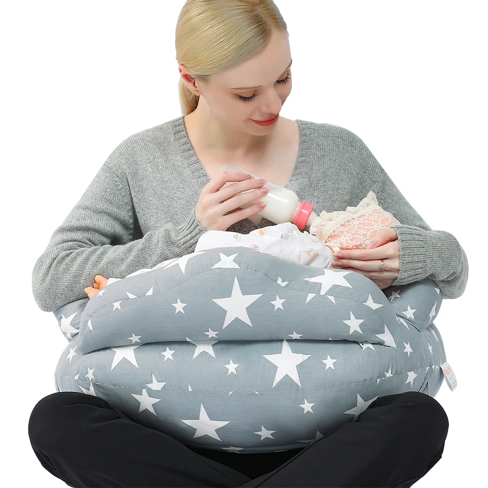 Adjustable Nursing Pillow for Breastfeeding and Bottle Feeding Support with Removable Cover
