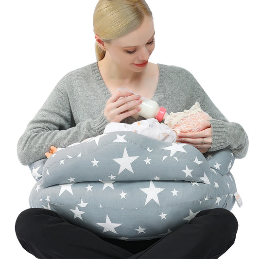 Adjustable Nursing Pillow for Breastfeeding and Bottle Feeding Support with Removable Cover