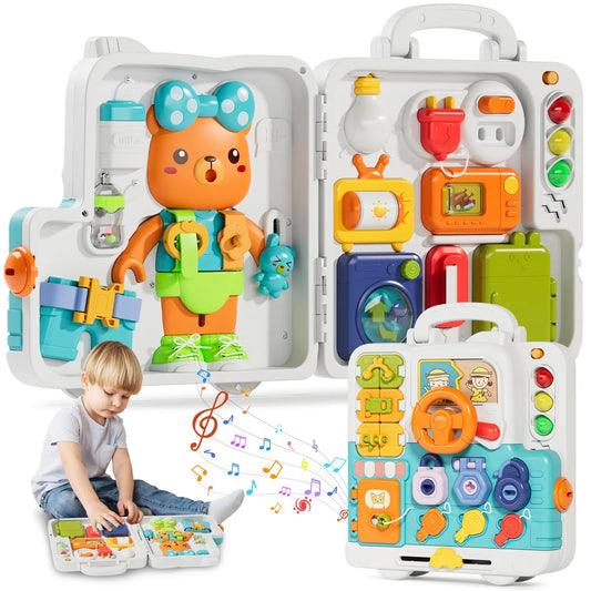 Musical Busy Board For Toddler Cute Skills Developmental Educational Toy Kids Montessori Gift For 1 To 3 Year Old Children