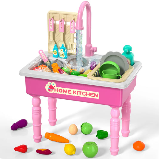 Play Kitchen Sink Toy with Running Water and Dishwasher Feature