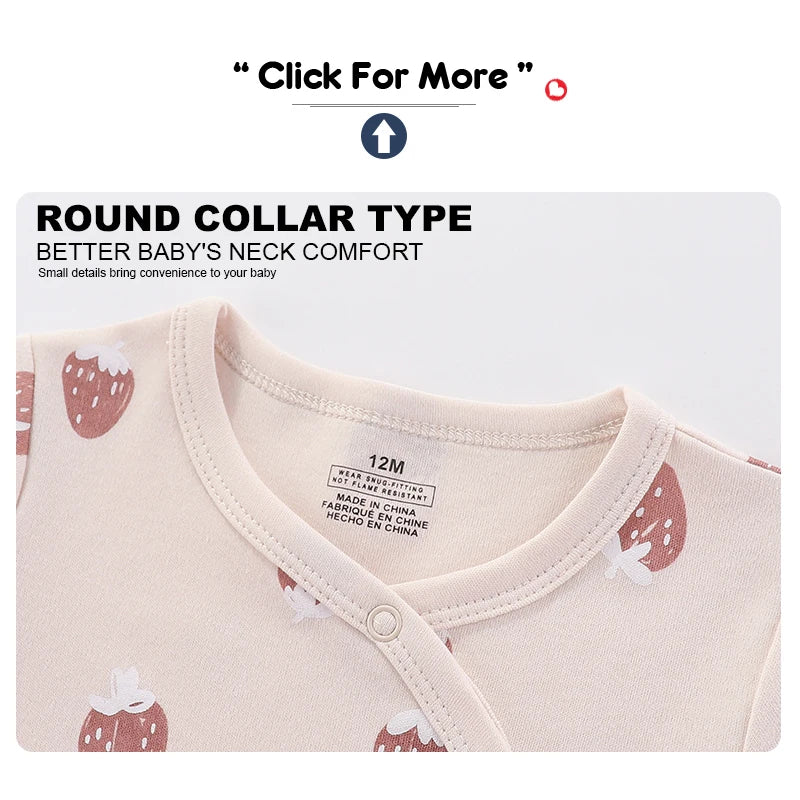 3 Pack Unisex Newborn Rompers Long Sleeve Winter Cotton