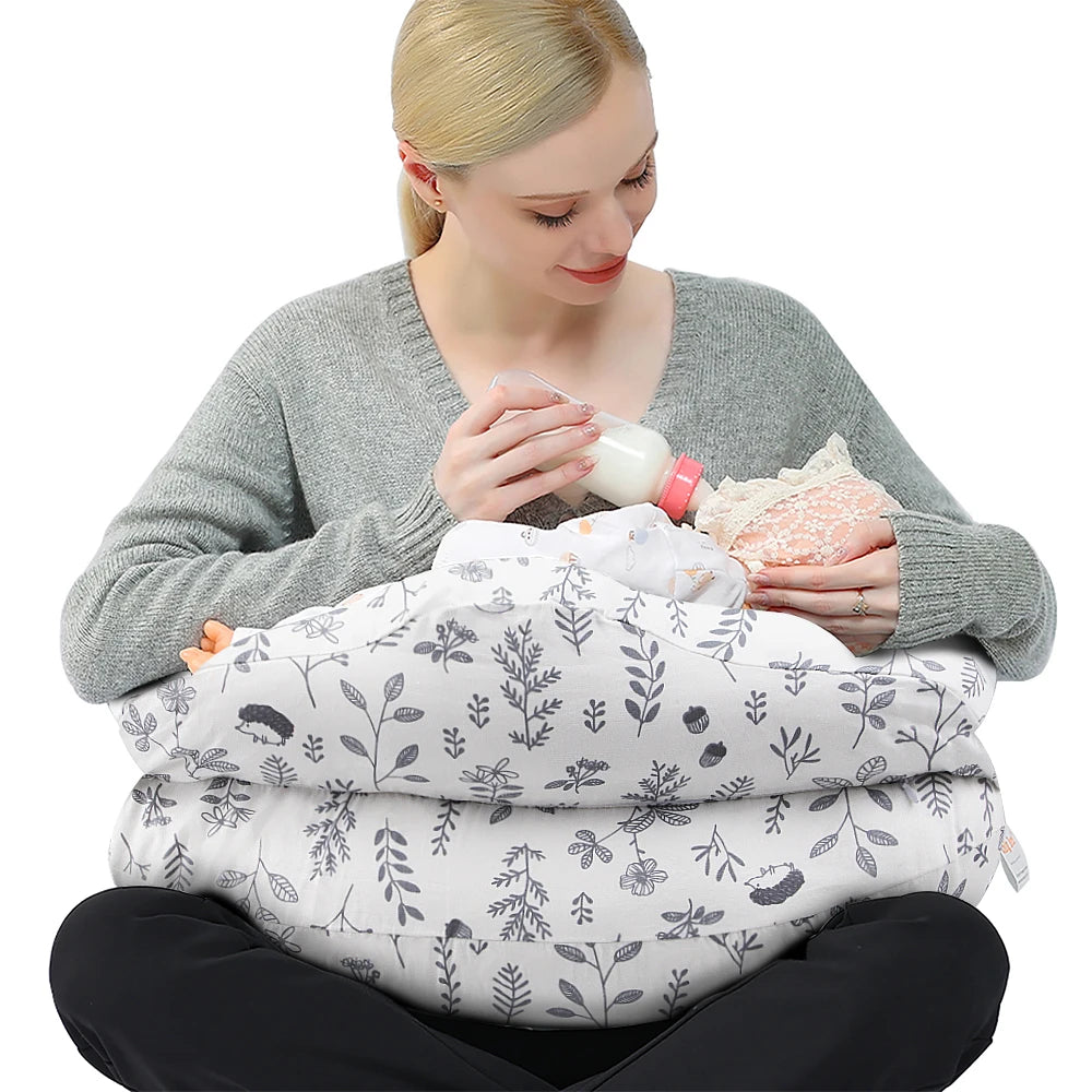 Adjustable Nursing Pillow for Breastfeeding and Bottle Feeding Support with Removable Cover