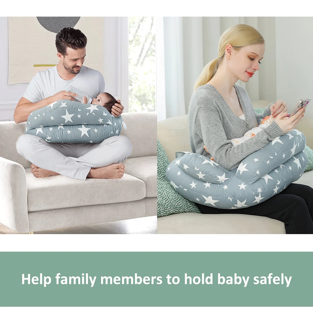 Adjustable Nursing Pillow for Breastfeeding and Bottle Feeding Support with Removable Cover