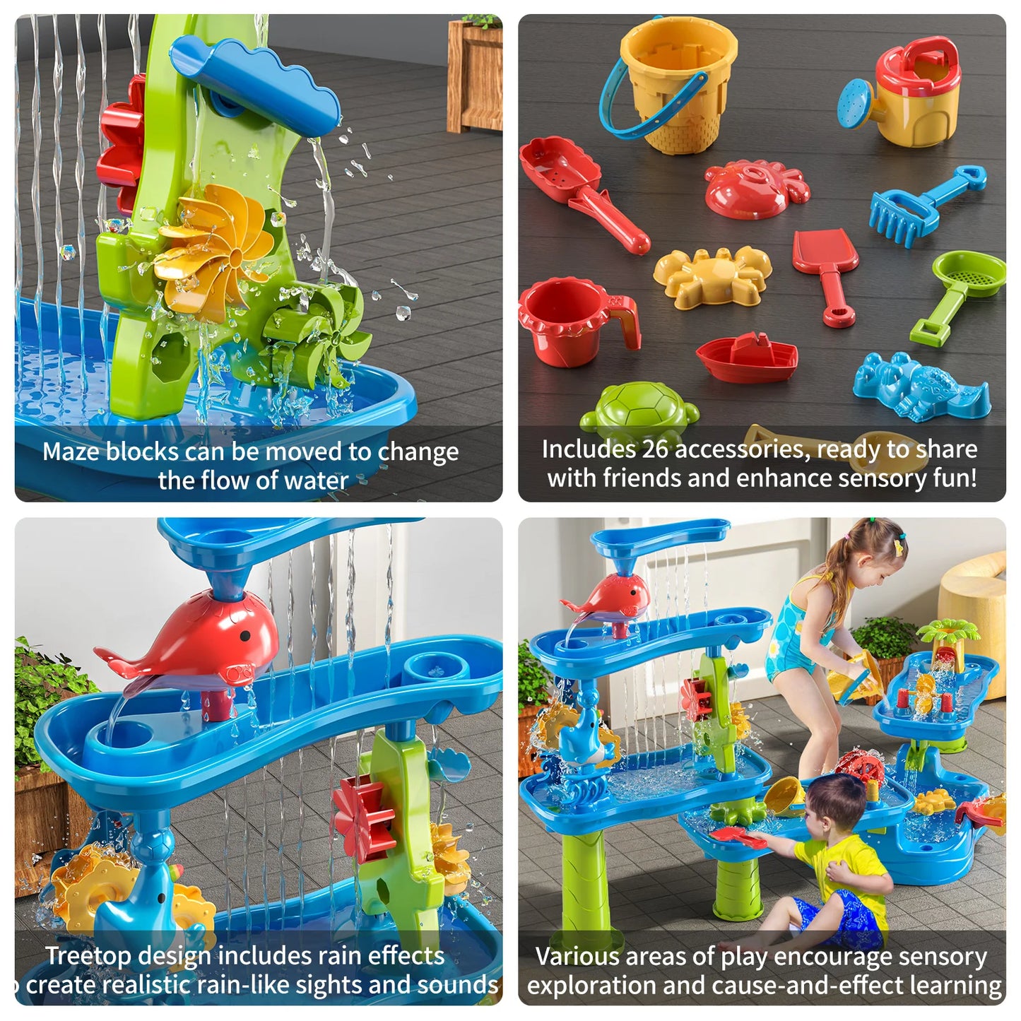 TEMI 5 Layer Sand And Water Table Outdoor Toy For Kids Beach Play