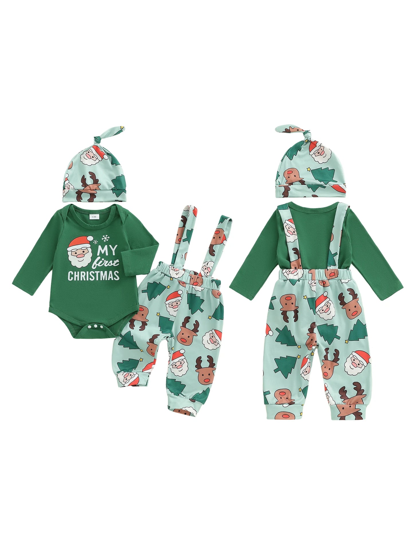Baby Boy Christmas Two Piece Outfit Bodysuit Reindeer Snowflake Print Headband