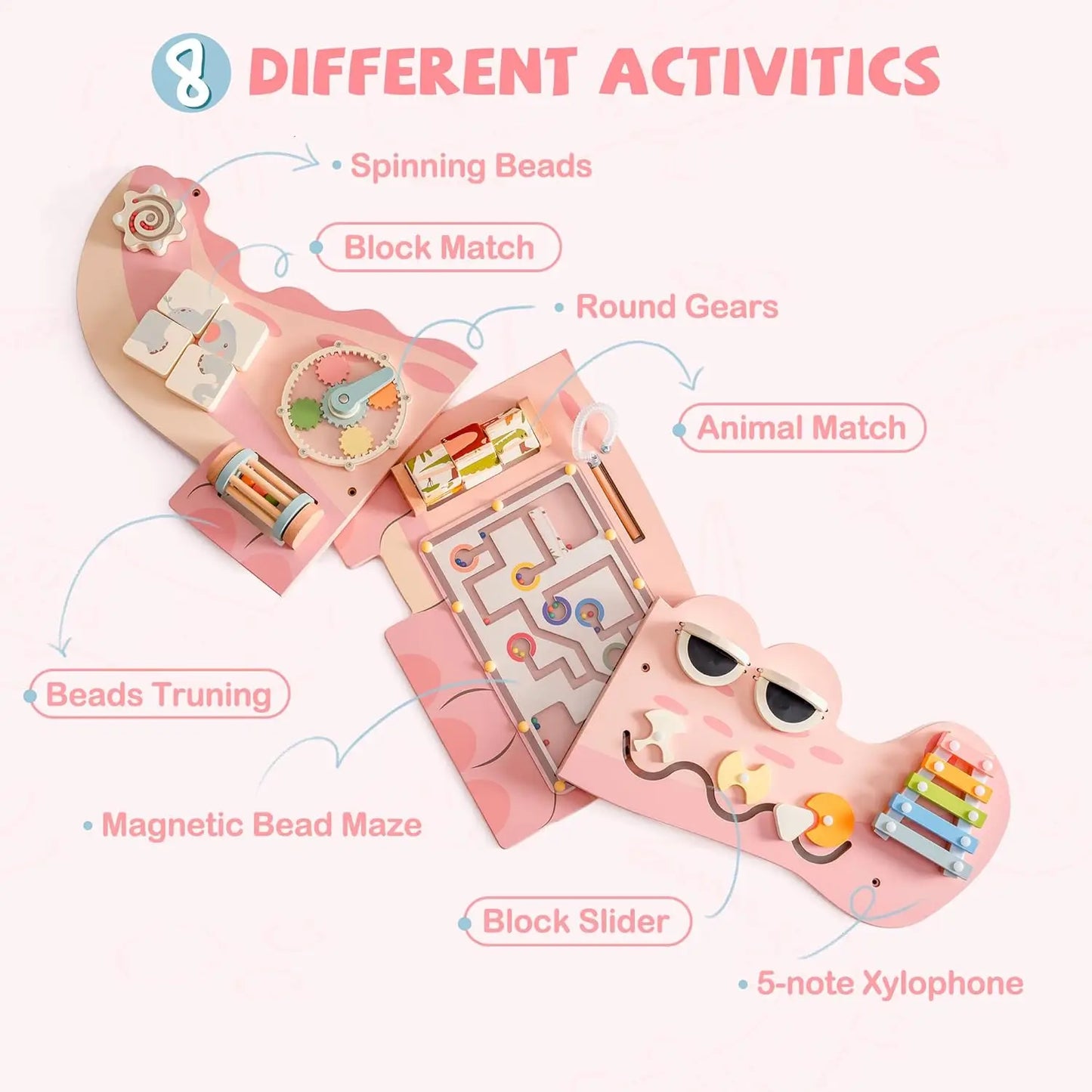 Robotime Robud Wooden Busy Board Montessori Learning Toy Wall Mounted Activity Centre with Gears Maze