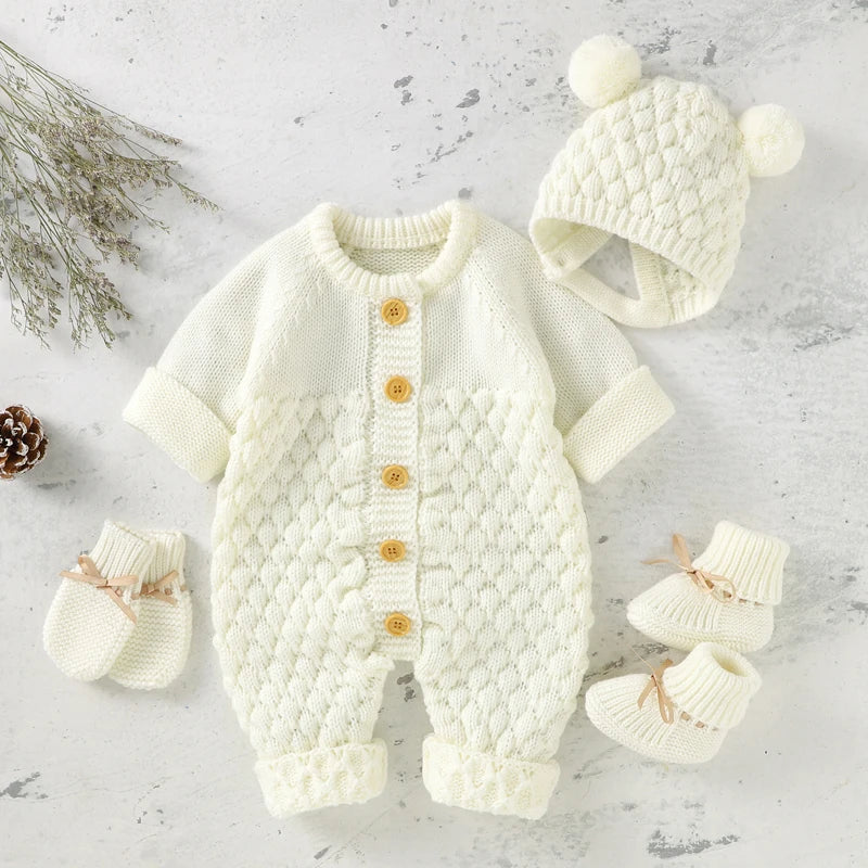 Unisex Newborn Baby Knitted Rompers for Autumn Winter