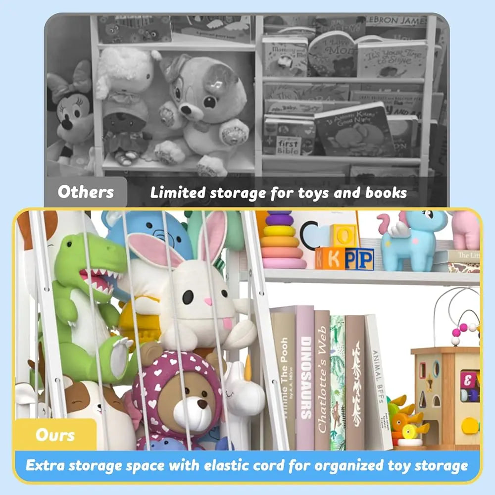 Kids Bookshelf And Toy Storage 3 Tier Kids Bookcase Sling Book Shelf And Stuffed Animal Storage Toddler Montessori Bookshelf