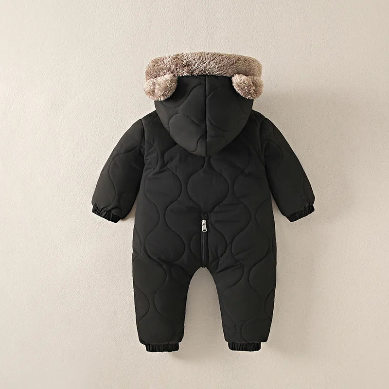 Unisex Baby Hooded Romper Jumpsuit Cotton Fleece Warm Winter Newborn 0 To 1Y