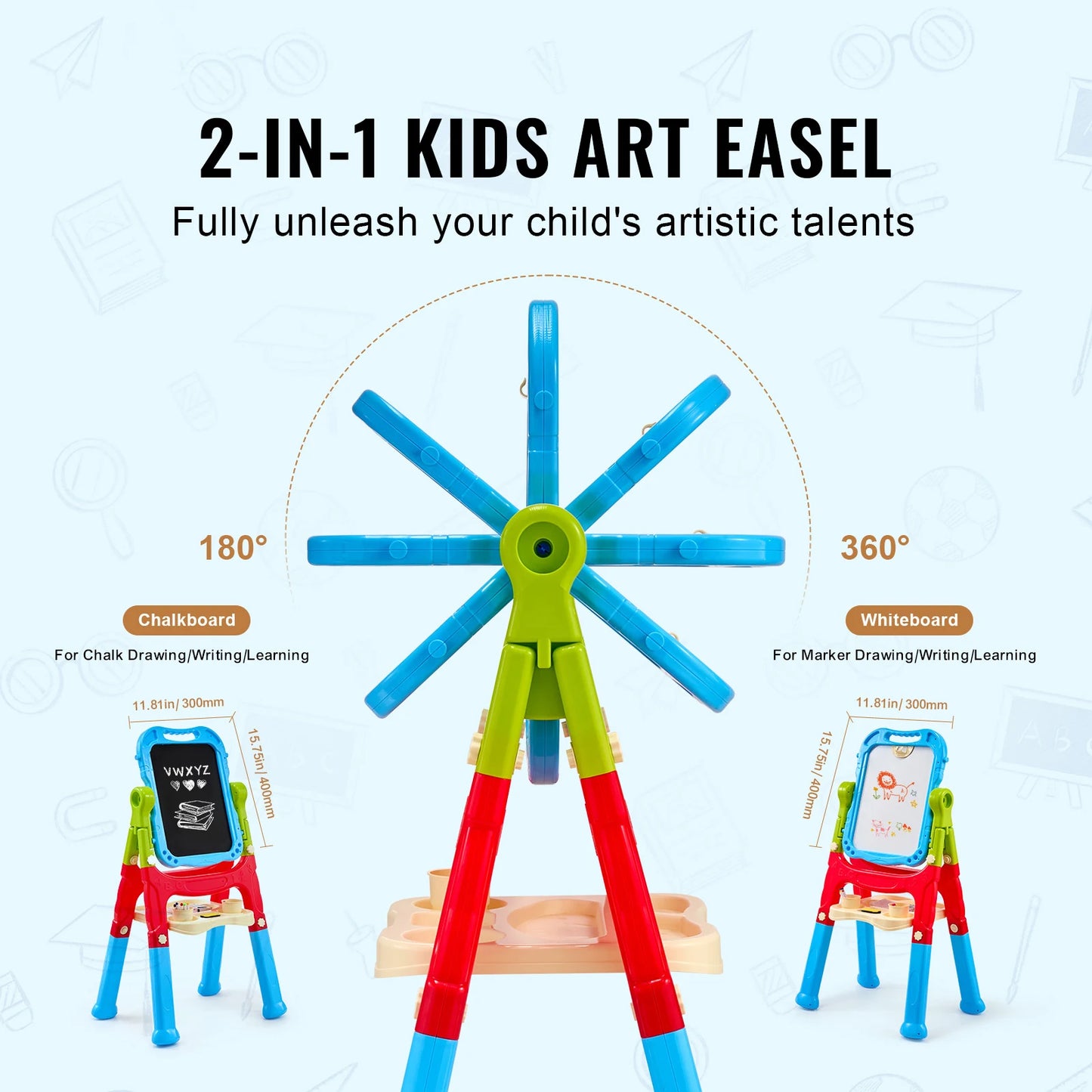 SucceBuy Magnetic Drawing Board Chalkboard Easel for Kids