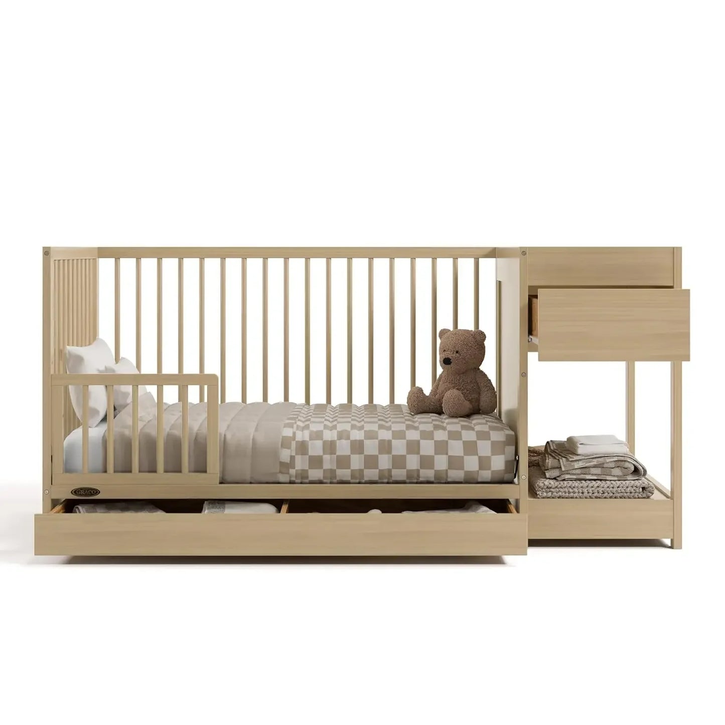 Teddi 5 In 1 Convertible Crib Changer With Drawer Driftwood