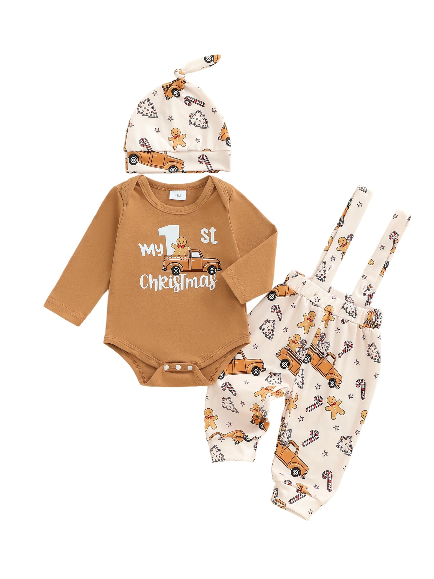 Baby Boy Christmas Two Piece Outfit Bodysuit Reindeer Snowflake Print Headband