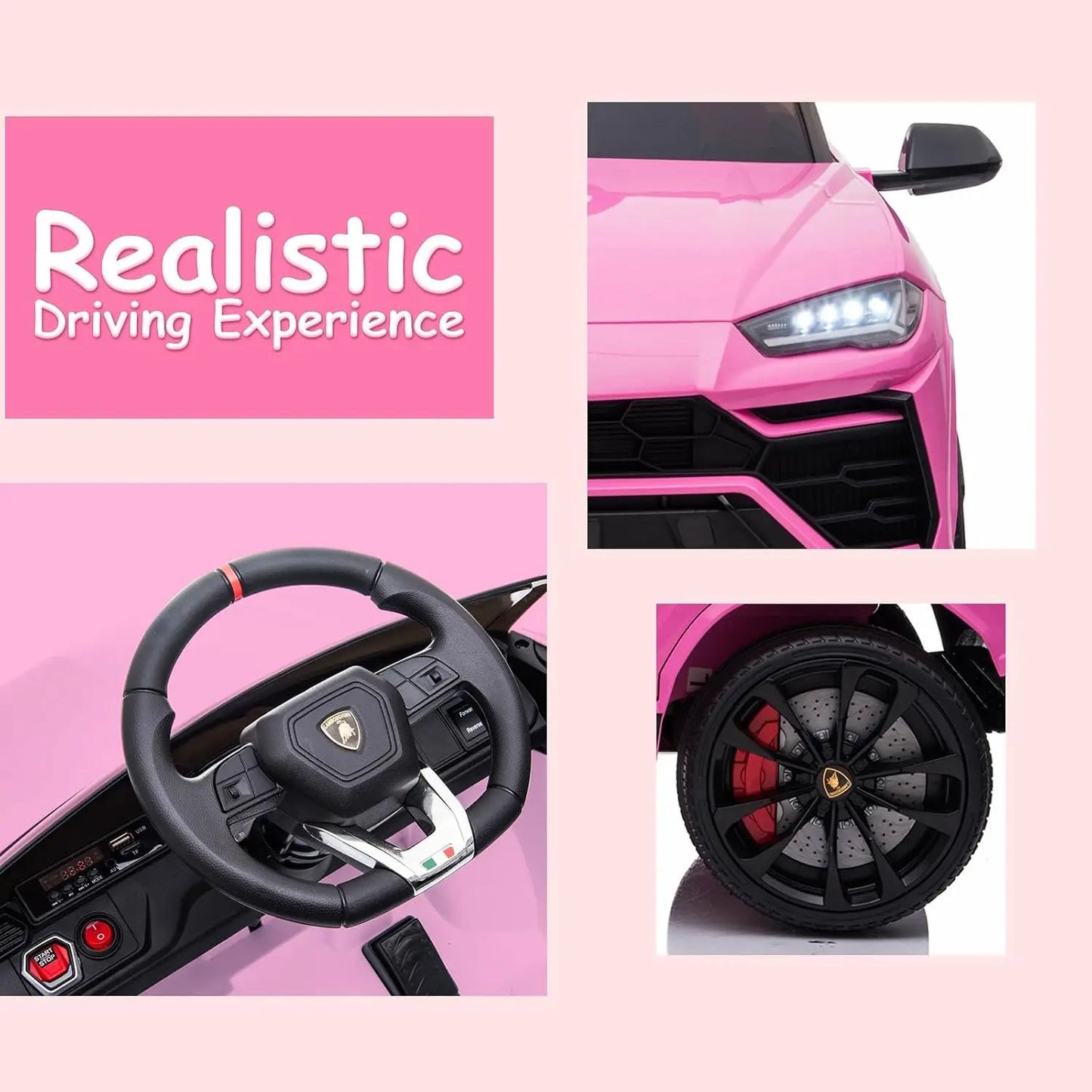 Electric Car for Kids 12V Licensed Ride On Car with Remote Control Max Speed 2.5Mph LED Lights Music Player Lockable Doors