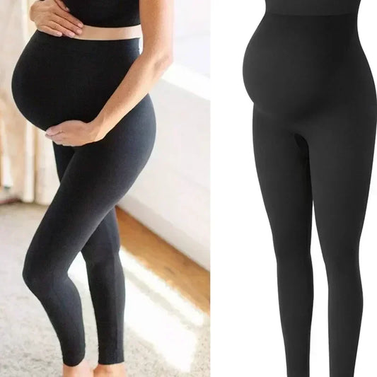 High Waist Pregnancy Leggings For Maternity Belly Support Knit Trousers