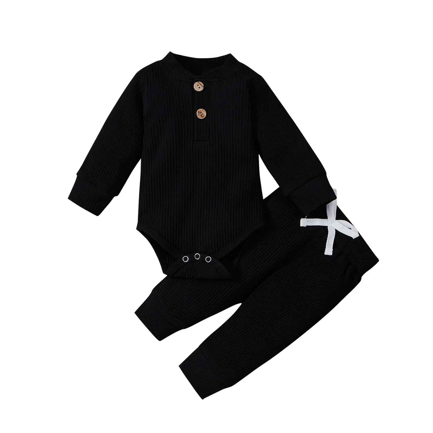 Unisex Newborn 2 Piece Long Sleeve Bodysuit And Elastic Pants Set Spring Autumn