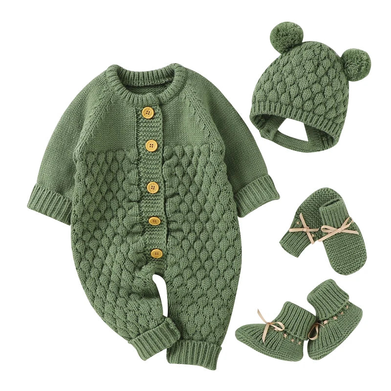Unisex Newborn Baby Knitted Rompers for Autumn Winter