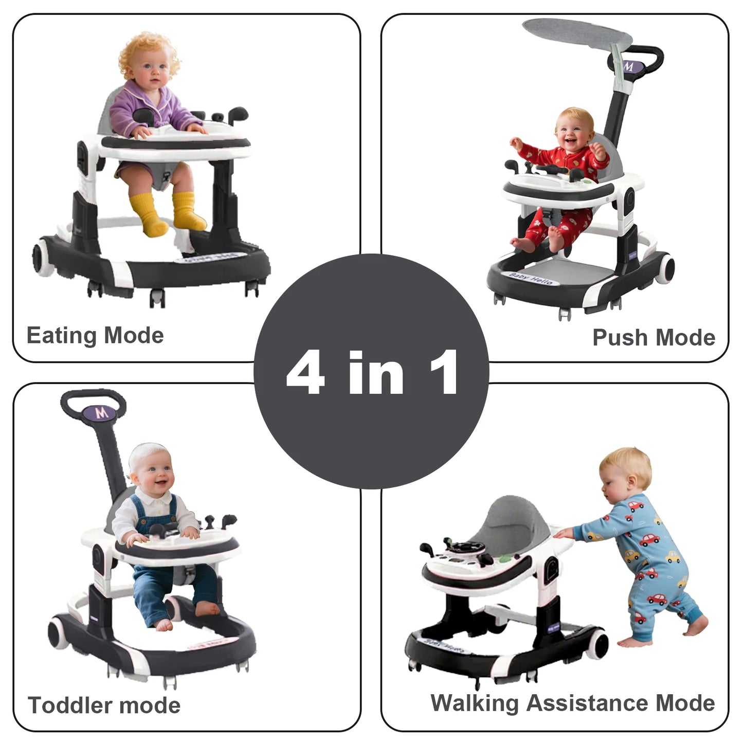 2025 Multifunctional Baby Walker With Sunshade And Anti Roll Over Music Stroller