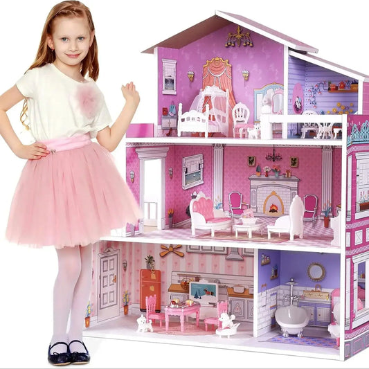 Robotime Robud Victoria Wooden Dollhouse for Kids Furniture Preschool House Toy for Girls