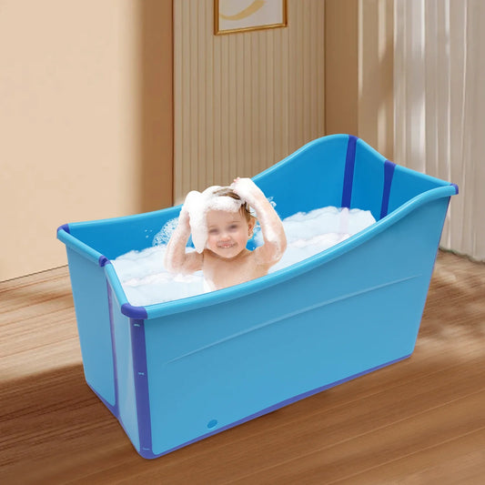 Oversized Foldable Bath Tub Portable Spa Sauna Bath Rectangle Bucket Water Tub for Adults and Kids Blue