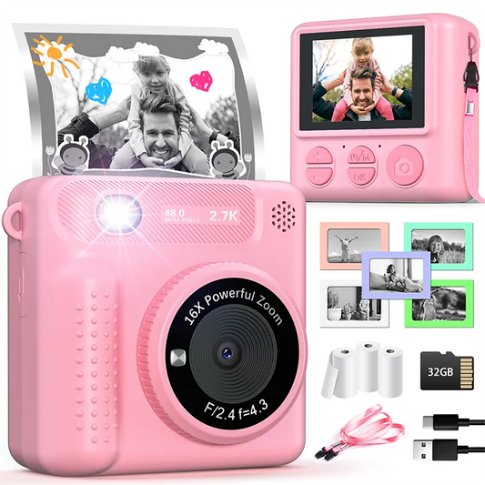 Kids Camera Instant Print 12MP 1080P Digital Camera Toddler HD Video Camera Portable Toy Gift for Ages 3 and Up