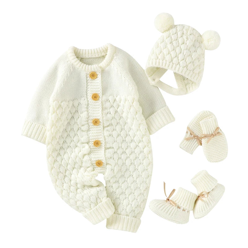 Unisex Newborn Baby Knitted Rompers for Autumn Winter