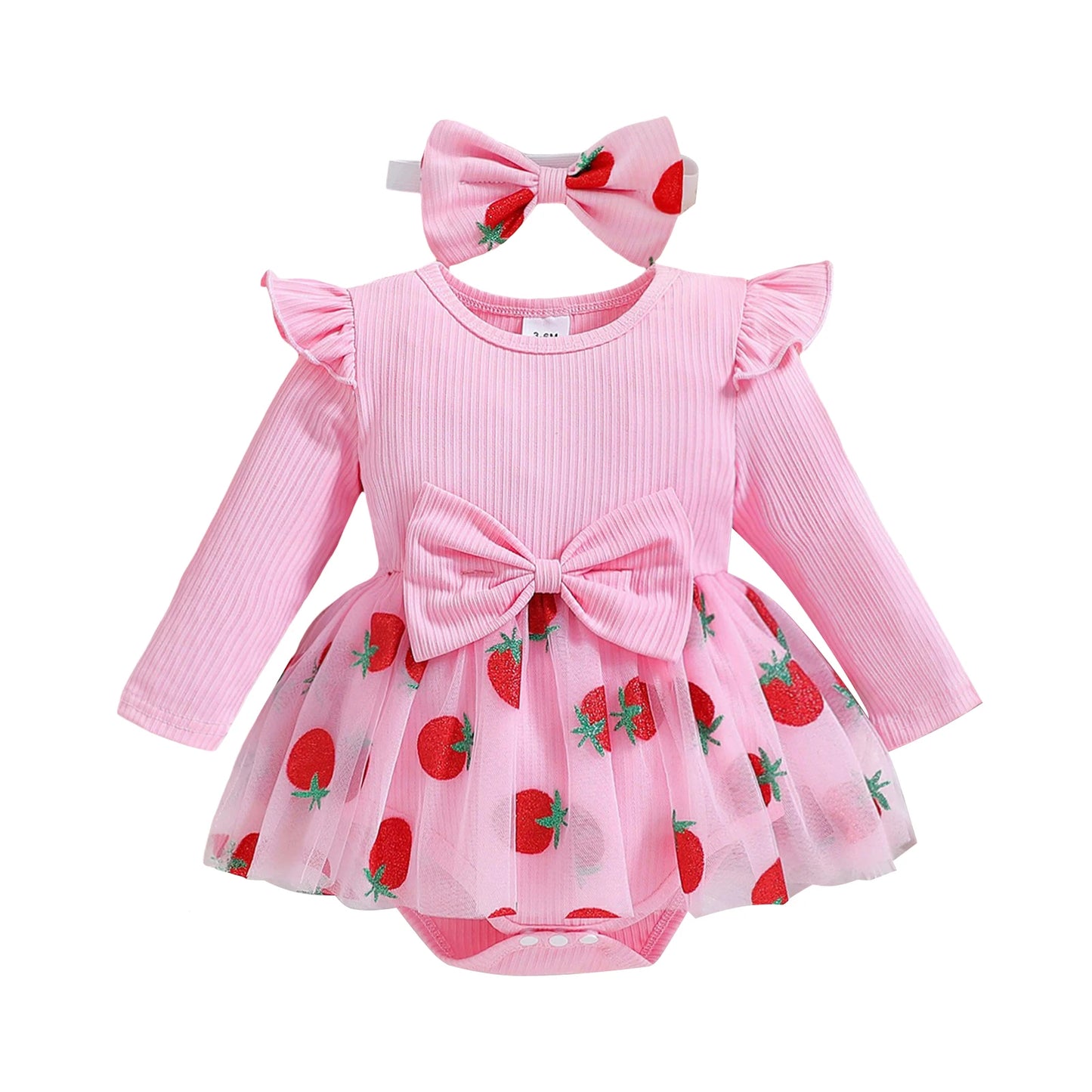 Infant Girls Newborn Floral Romper Set With Ruffle Sleeve And Headband