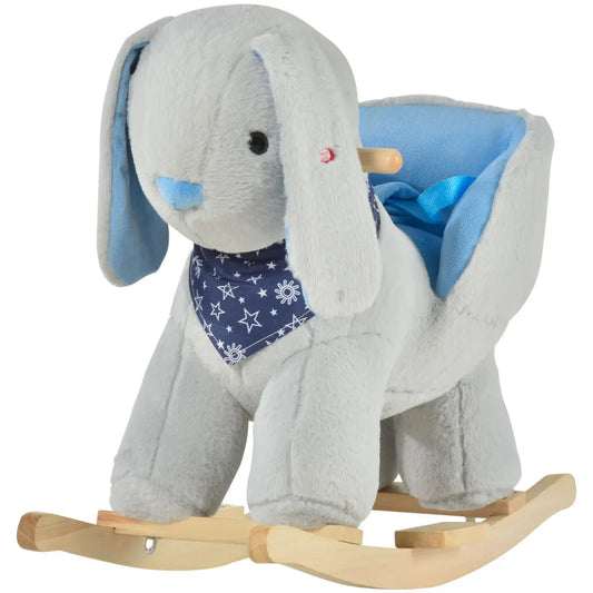 Kids Ride On Rocking Horse Toy Bunny Rocker with Fun Play Music and Soft Plush Fabric for Children 18 to 36 Months