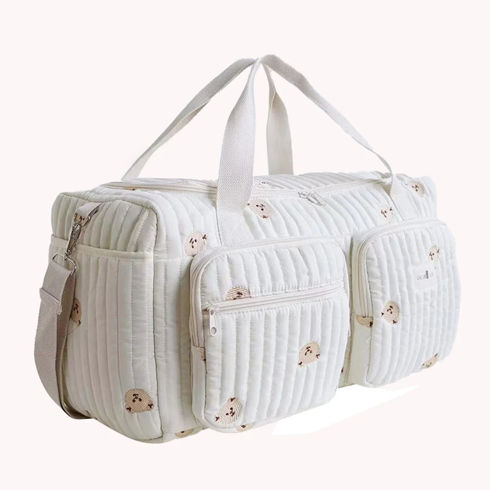 Quilted Baby Diaper Bag Large Capacity Weekender Travel Bag For Hospital