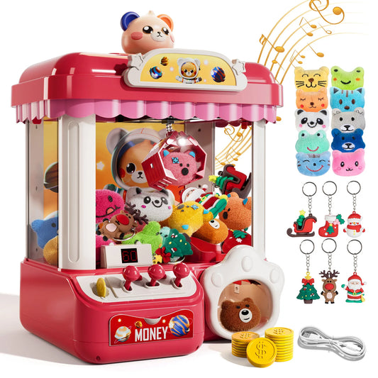 Doll Machine Claw Toy Interactive Coin Play Game Mini Clip Doll Machine for Kids Birthday Gift