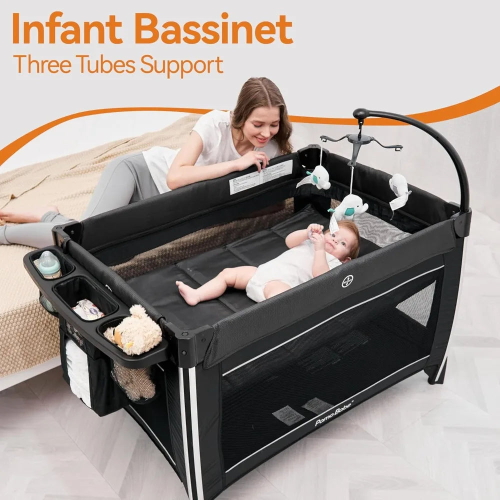 4 in 1 Baby Playard Bassinet Changing Table Portable Crib