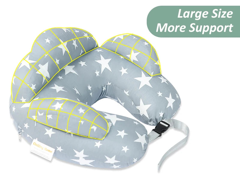 Adjustable Nursing Pillow for Breastfeeding and Bottle Feeding Support with Removable Cover