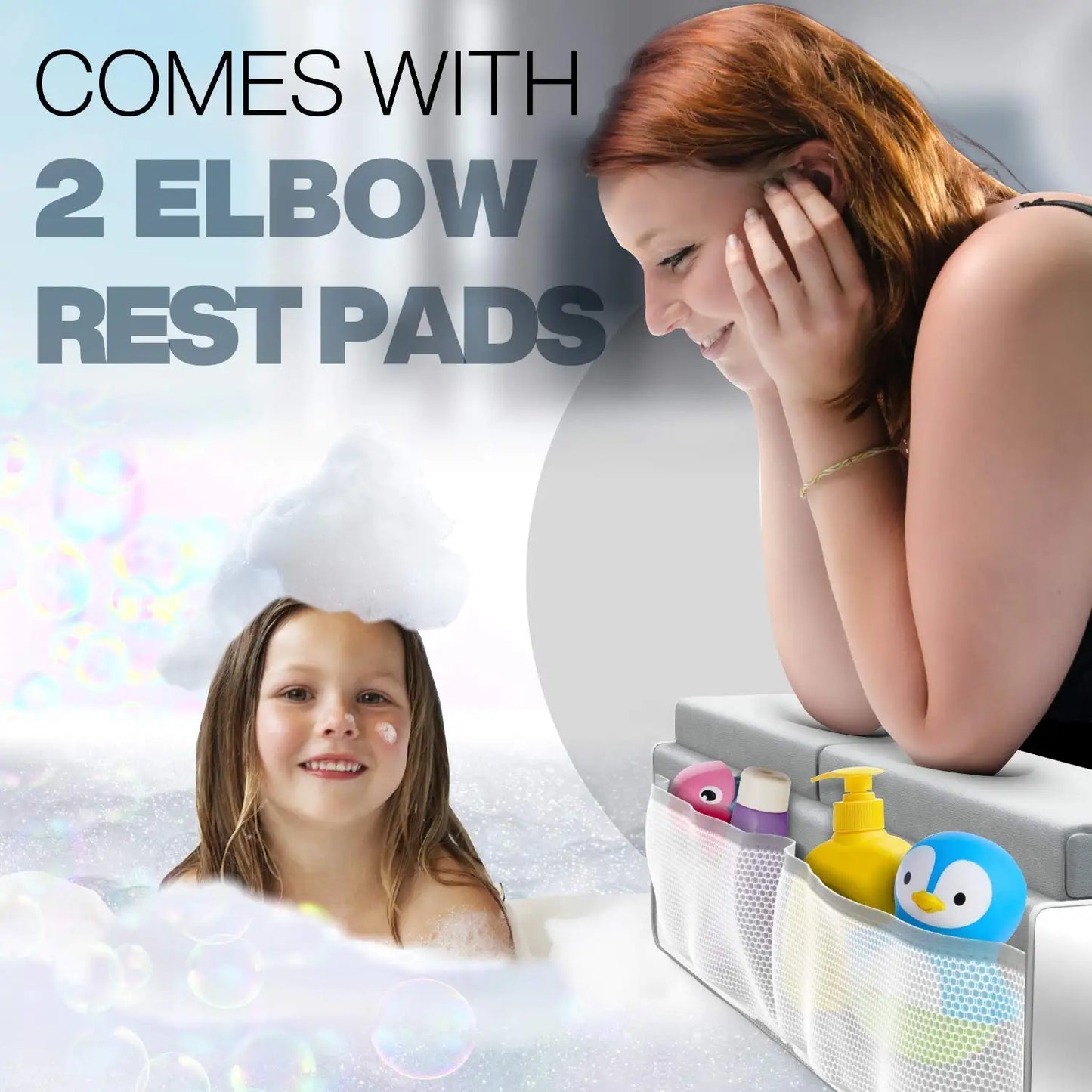 Comfortable Bath Kneeler and Elbow Rest Pad for Baby Bathing with Foam Mat and Toy Organizer Pockets