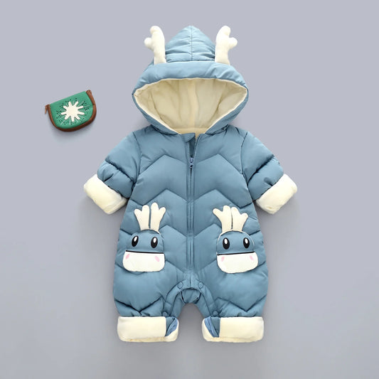 Newborn Warm Winter Baby Hooded Romper Jumpsuit Thick Unisex Snowsuit