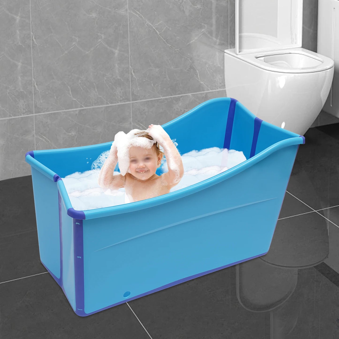 Foldable Soaking Tub With Drainage System For Adults Indoor Outdoor Use