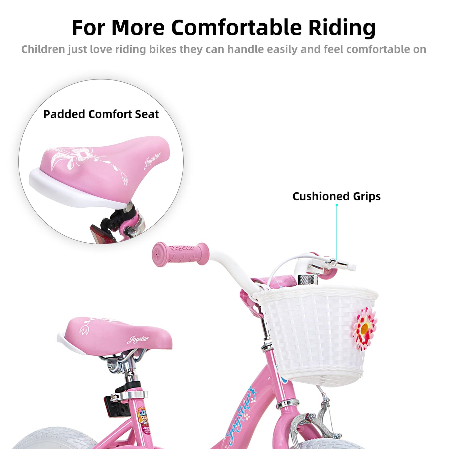 Joystar Girls Bike for Toddlers and Kids Ages 2 to 8 Years 12 14 16 18 Inch Kids Bike with Training Wheels Handbrake and Basket