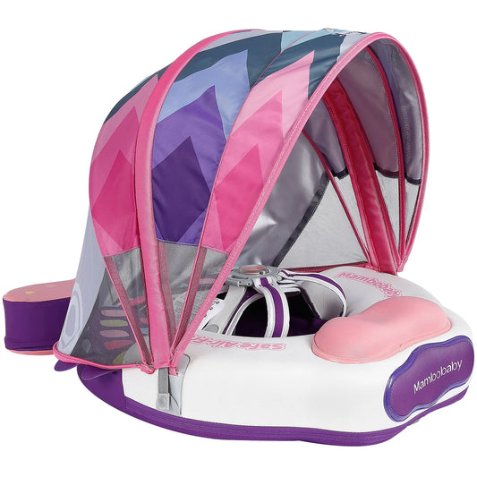 Mambobaby Float Non Inflatable Swimming Floats with Canopy Tail Waist Swim Chest Floater for Kids Aged 3 to 6 Years
