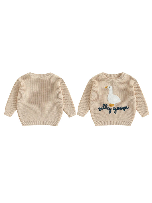 Infant Toddler Duck Embroidered Sweater Crewneck Unisex
