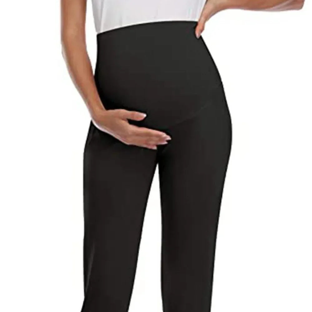 Spring Maternity High Waist Stretch Joggers For Pregnant Women With Pockets