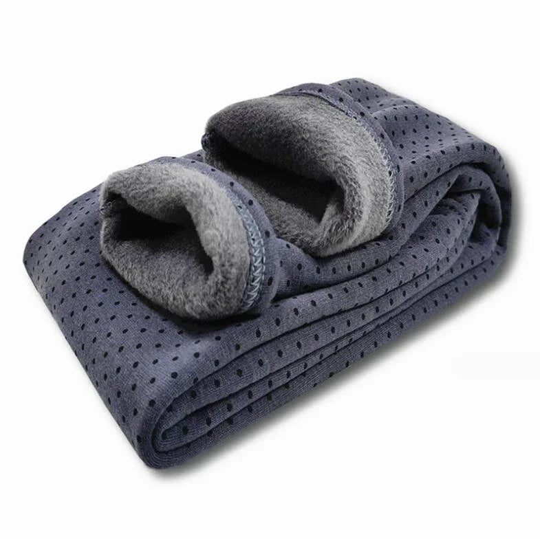 Velvet Dot Leggings For Girls Winter Cotton Stretch Elastic Waist Slim Pants