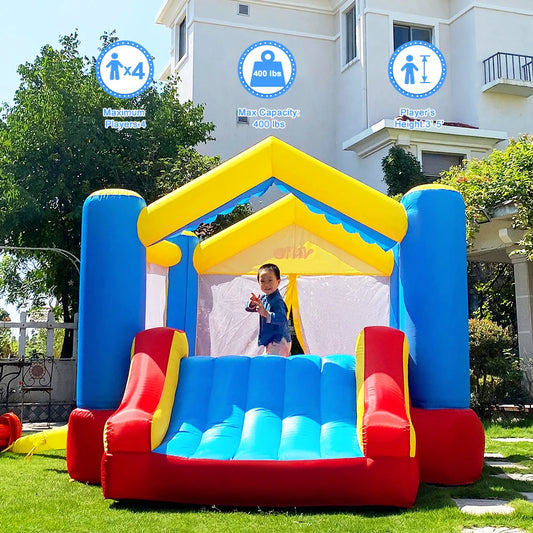 Yard Inflatable Jumping Castle With Blower 3.6x2.7x2.4M Kids Bounce House With Slide 21KG Global Shipping