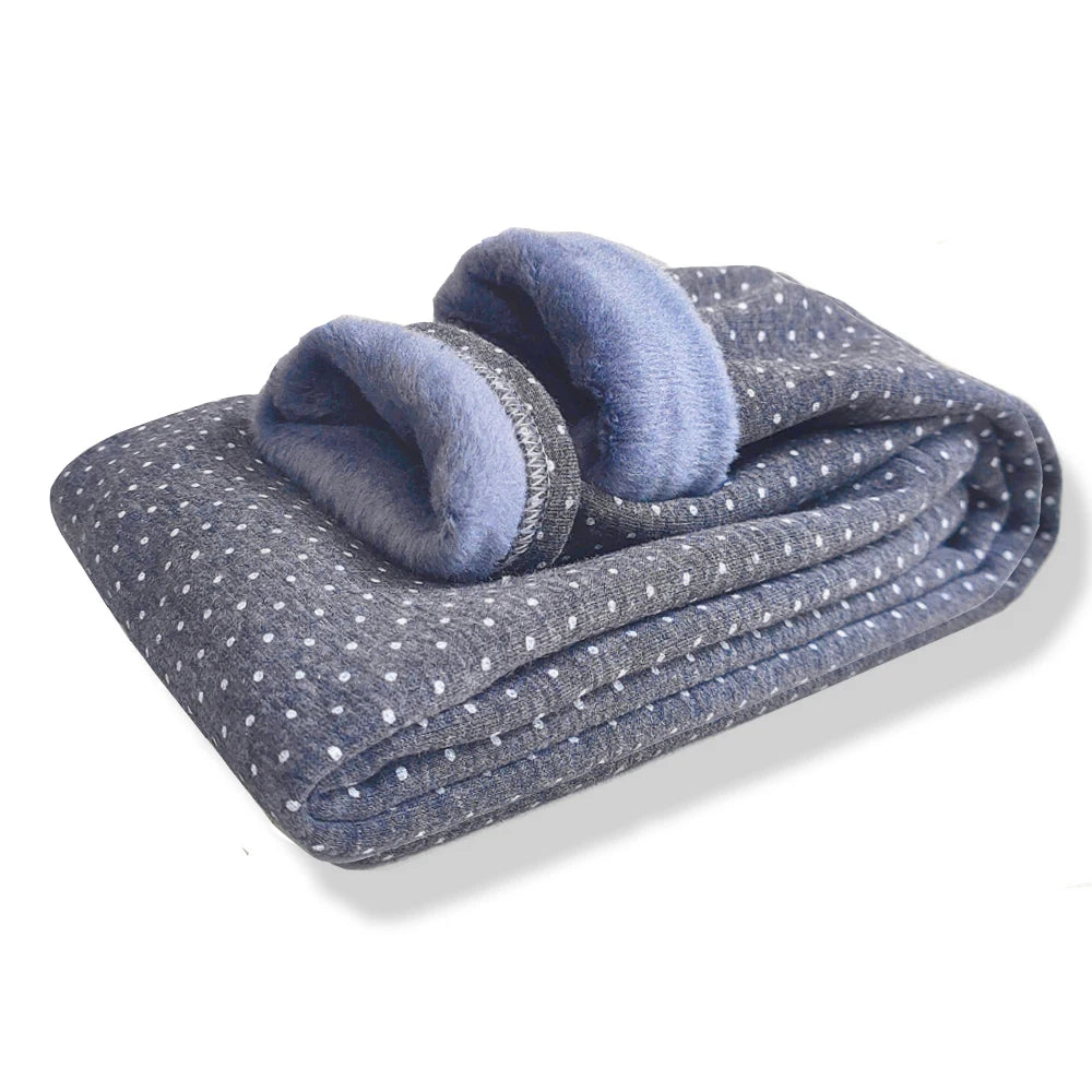 Velvet Dot Leggings For Girls Winter Cotton Stretch Elastic Waist Slim Pants