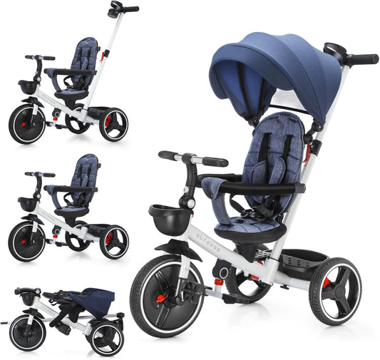 Ubravoo 5 In 1 Baby Stroller Tricycle With Adjustable Canopy Sitting And Lying
