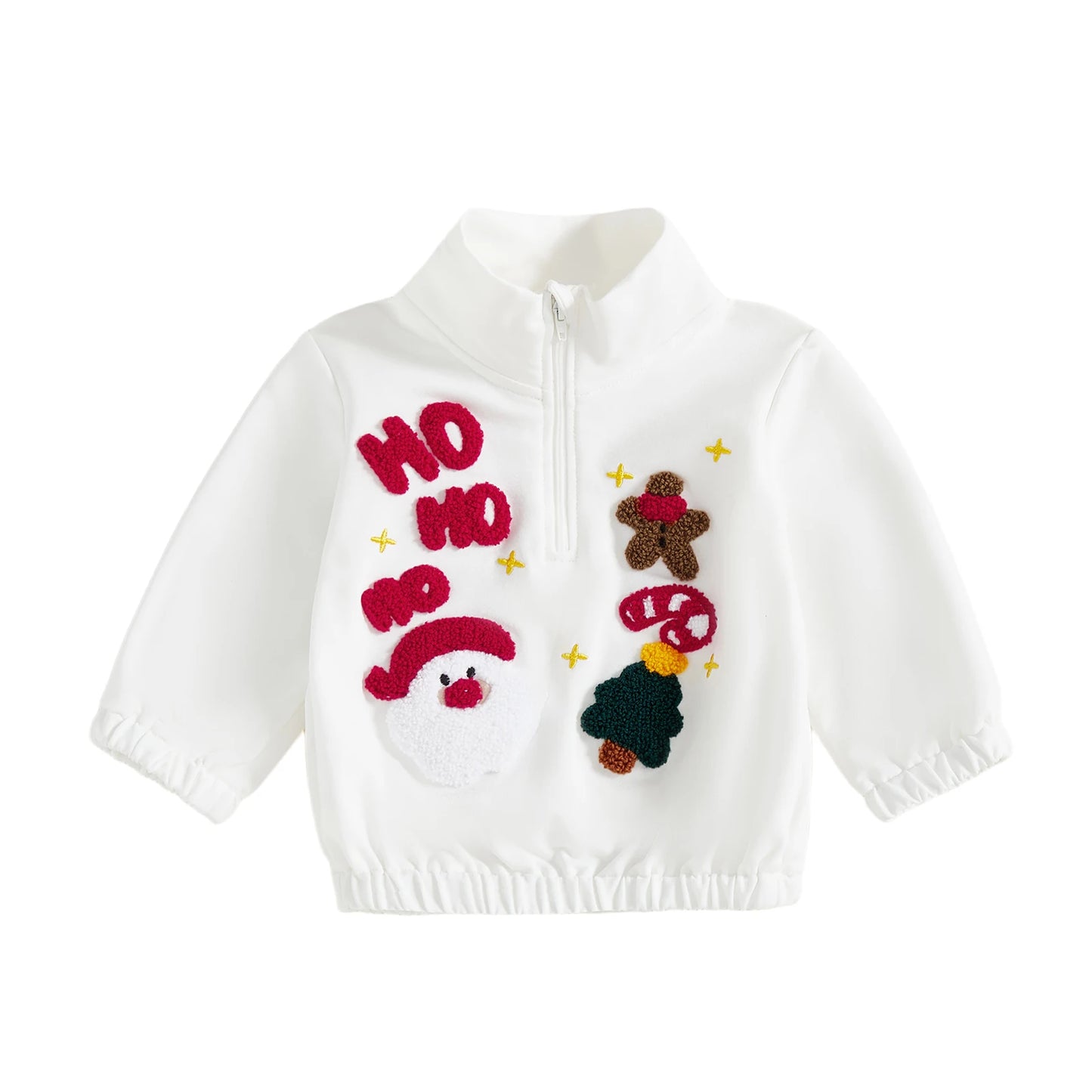 Infant Holiday Reindeer Embroidered Knit Sweater Unisex Mock Neck Long Sleeve