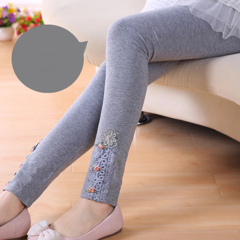 Spring Girls Cotton Leggings Cartoon Pattern Skinny Pants