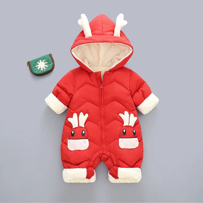 Newborn Warm Winter Baby Hooded Romper Jumpsuit Thick Unisex Snowsuit